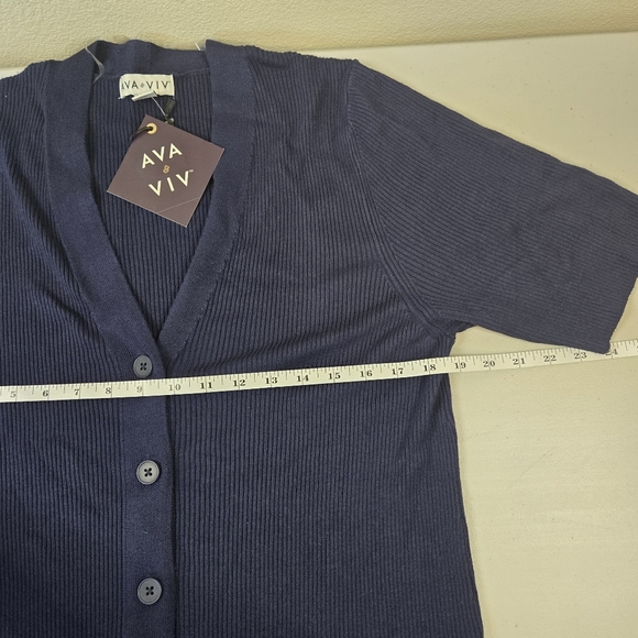 NWT Ava & Viv Navy Ribbed Knit Midi Dress - Picture 9 of 10